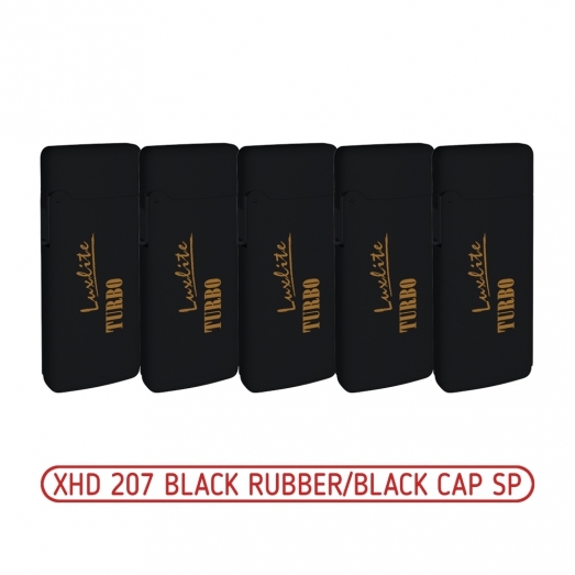 Зажигалка турбо XHD 207 BLACK RUBBER BLACK CAP SP 